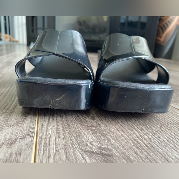 Soda black patent chunky slide on jelly platform sandal heels - Picture 5 of 13